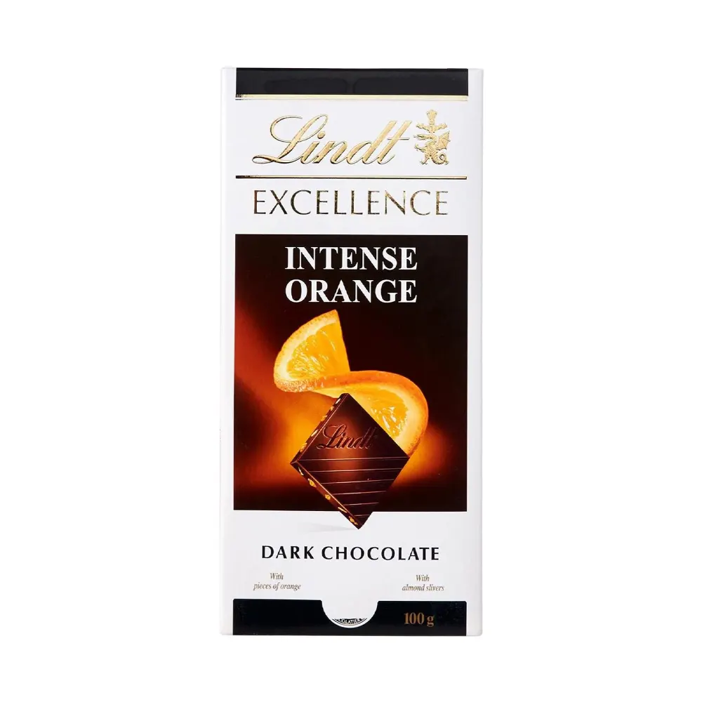Lindt Excellence Orange Intense Dark With Almonds 100G