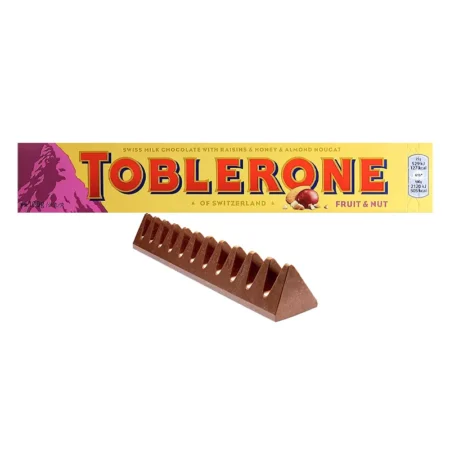 Toblerone Fruit And Nut Swiss Milk Chocolate With Raisins And Honey And Almond Nougat 100G