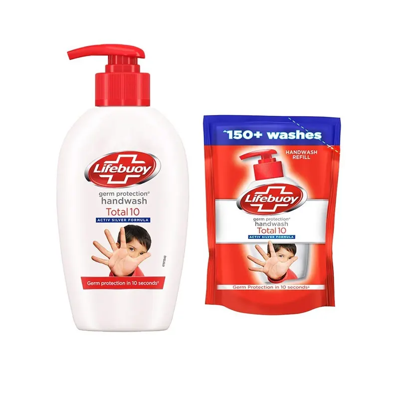 Lifebuoy Germ Protection Handwash Total 10 Active Silver Formula 190Ml + 185 Ml