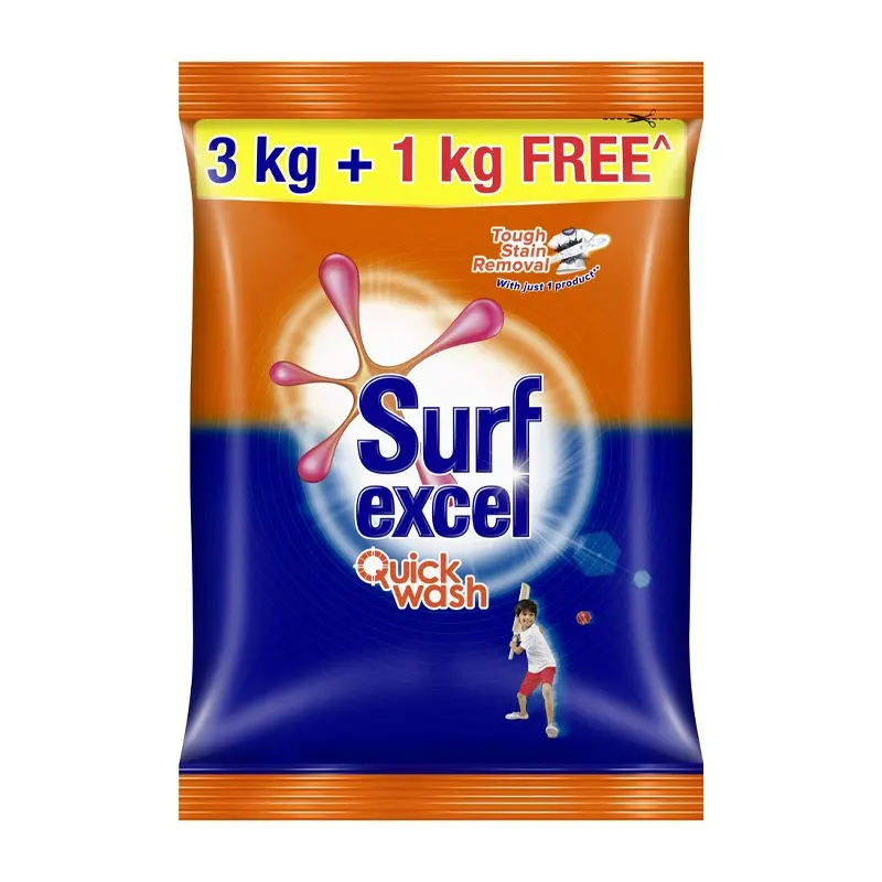 Surf Excel Quick Wash Tough Stain Removal 3Kg + 1Kg Free