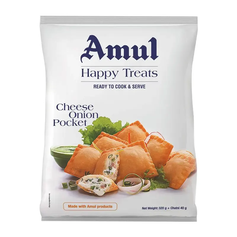 Amul Happy Treats Ready To Cook And Serve Cheese Onion Pocket 360G