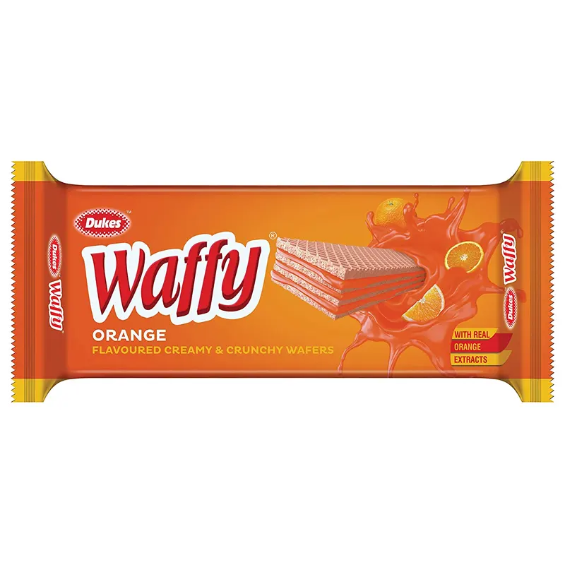 Dukes Waffy Orange Flavoured Creamy And Crunchy Wafers 15G