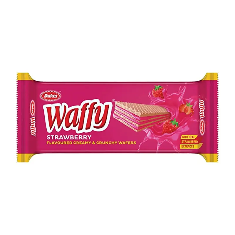 Dukes Waffy Strawberry Flavoured Creamy And Crunchy Wafers 37G