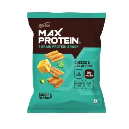 Rite Bite Max Protein 7 Grain Protein Snack Cheese And Jalapeno 60G