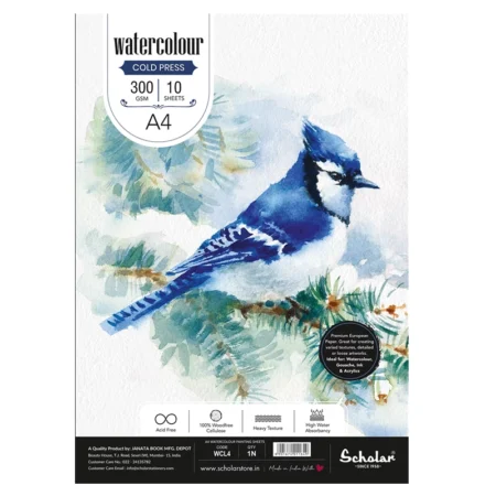 Scholar Water Colour Cold Pressed Painting Loose Sheets A4 10Sheets 300Gsm  Wcl4 1N
