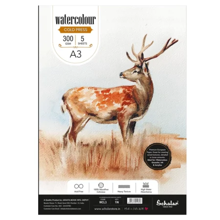 Scholar Water Colour Cold Pressed Painting Loose Sheets A3 5Sheets 300Gsm Wcl3 1N