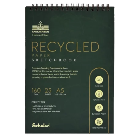 Scholar Paryavaran Recycled Paper Sketch Book A5  25Sheets 60Gsm Rcy2 1N