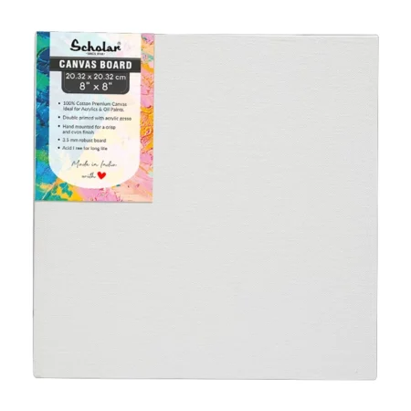 Scholar White Canvas Painting Board (20.32 X20.32 ) 8" X 8"  Cv88 1N