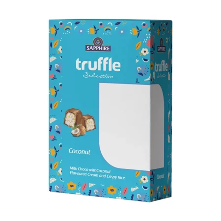 SAPPHIRE TRUFFLE SELECTION COCONUT MILK CHOCO WITH COCONUT FLAVOURED CREAM AND CRISPY RICE 440G