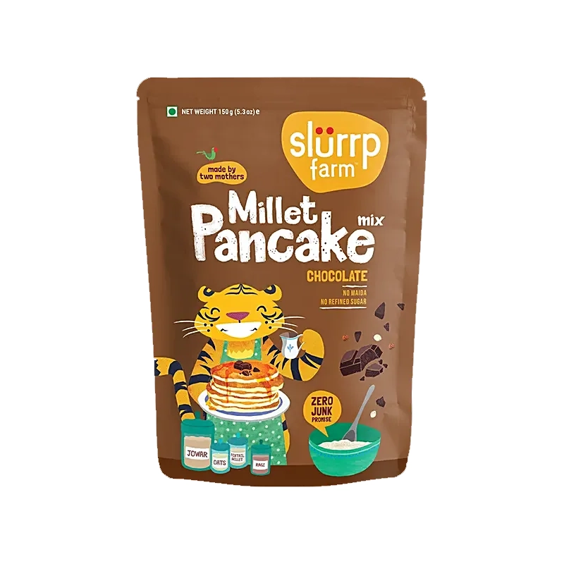 Slurrp Farm Made By Two Mothers Millet Pancake Mix Chocolate Natural Ingredients No Preservatives No Maida Multigrain Millets 150G