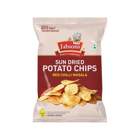 JABSONS SUN DRIED POTATO CHIP RED CHILLI MASALA MADE WITH ROCK SALT 110G