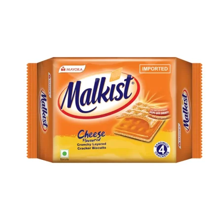 Mayora Malkist Cheese Flavoured Crunchy Layered Cracker Biscuits 4 Sandwich Crackers 72G