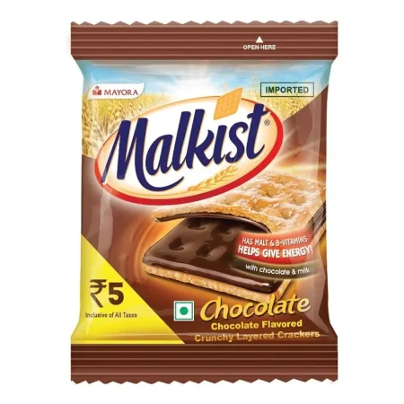 MAYORA MALKIST CHOCOLATE FLAVOURED CRUNCHY LAYERED CRACKER BISCUITS 18G