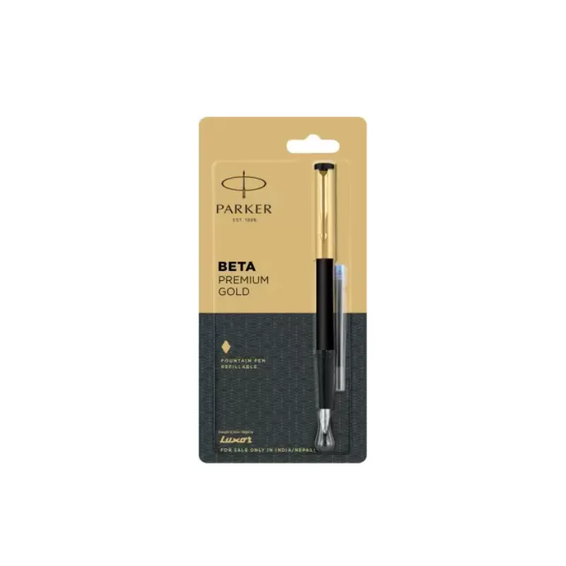 Parker Beta Premium Gold Finish Cap Fountain Pen With Gold Plated Clip 1N