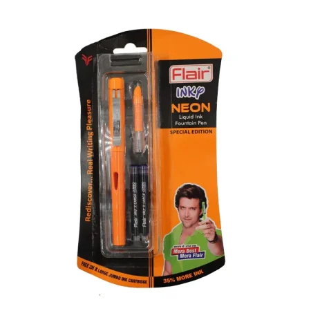 Flair Inky Neon -Lx Liquid Ink Fountain Pen 1N Flair Inky Neon Lx Liquid Ink Fountain Pen + 2N X-Large Jumbo Ink Cartridge