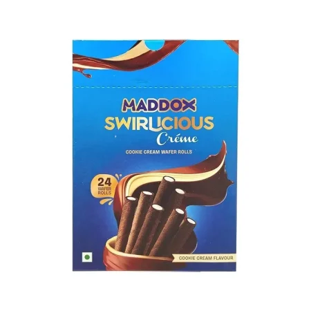 Maddox Swirlicious Creme Cookie Cream Wafer Rolls 315G