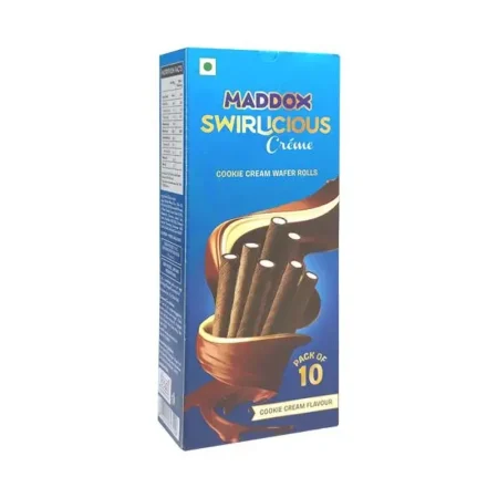 Maddox Swirlicious Creme Cookie Cream Wafer Rolls 100G
