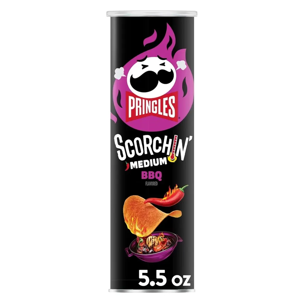Pringles Scorchin Medium Bbq Flavoured 158G
