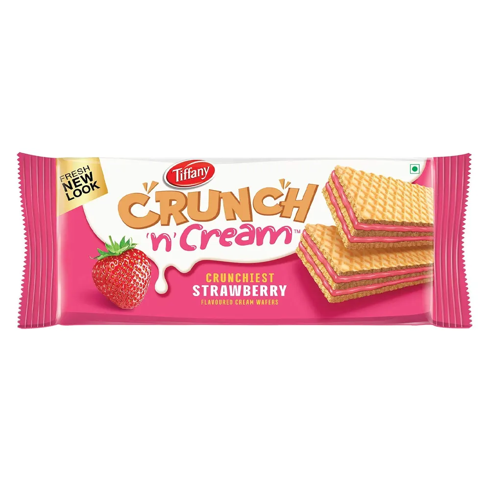Tiffany Crunch N Cream Crunchiest Strawberry Flavoured Cream Wafers 65G