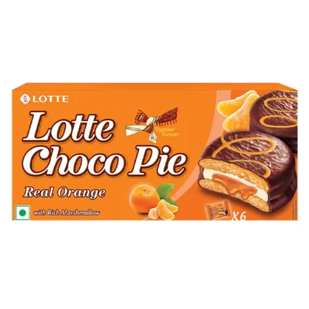 LOTTE CHOCO PIE REAL ORANGE WITH RICH MARSHMALLOW 25G