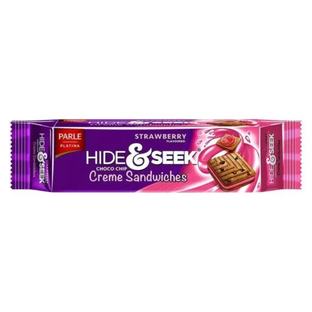 Parle Platina Hide & Seek Strawberry Flavoured Choco Chip Creme Sandwiches 125G