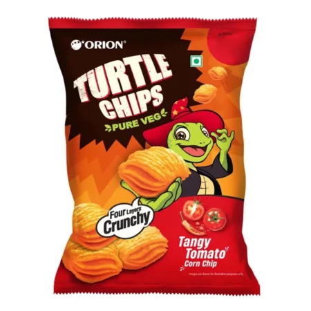 Orion Turtle Chips Pure Veg Tangy Tomato Corn Chip Four Layers Crunchy 18G