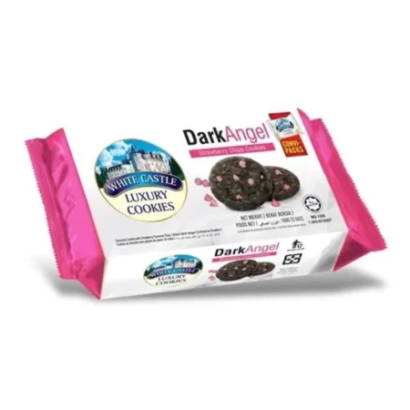 White Castle Dark Angel Chocolate Cookies With Strawberry Flavoured Chips Crunchy & Tasty 100G