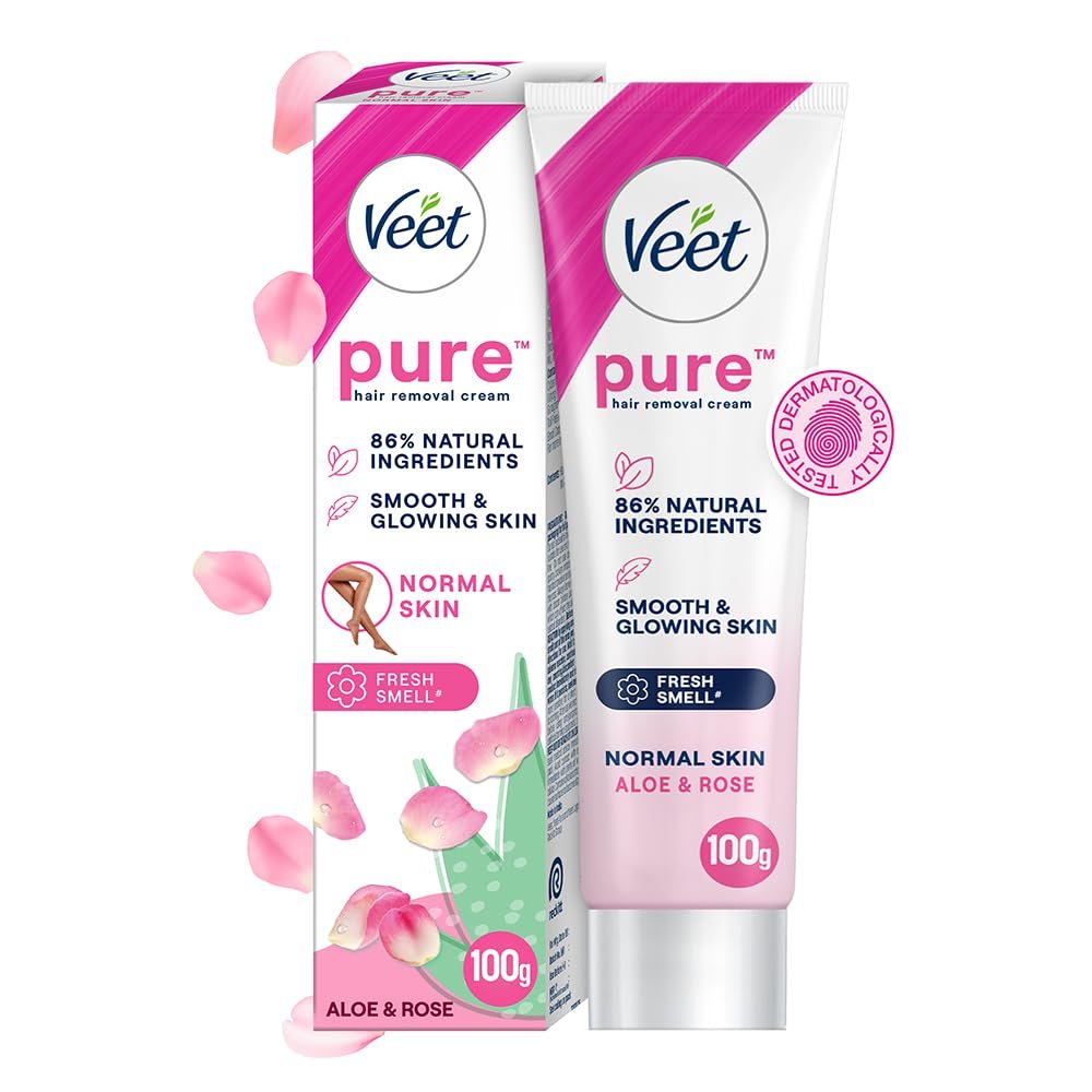 Veet Pure Hair Removal Cream Organic Aloe Vera &amp; Rose Extracts 100G