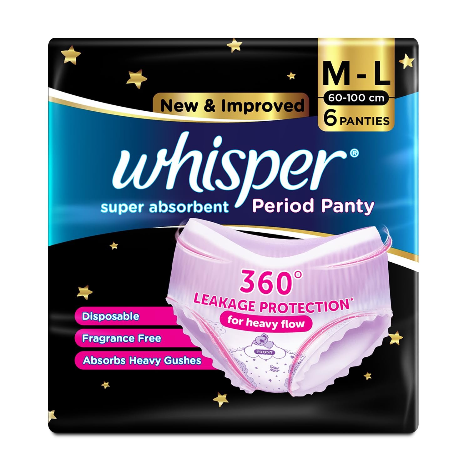 Whisper New & Improved Super Absorbent Period Panty 6N