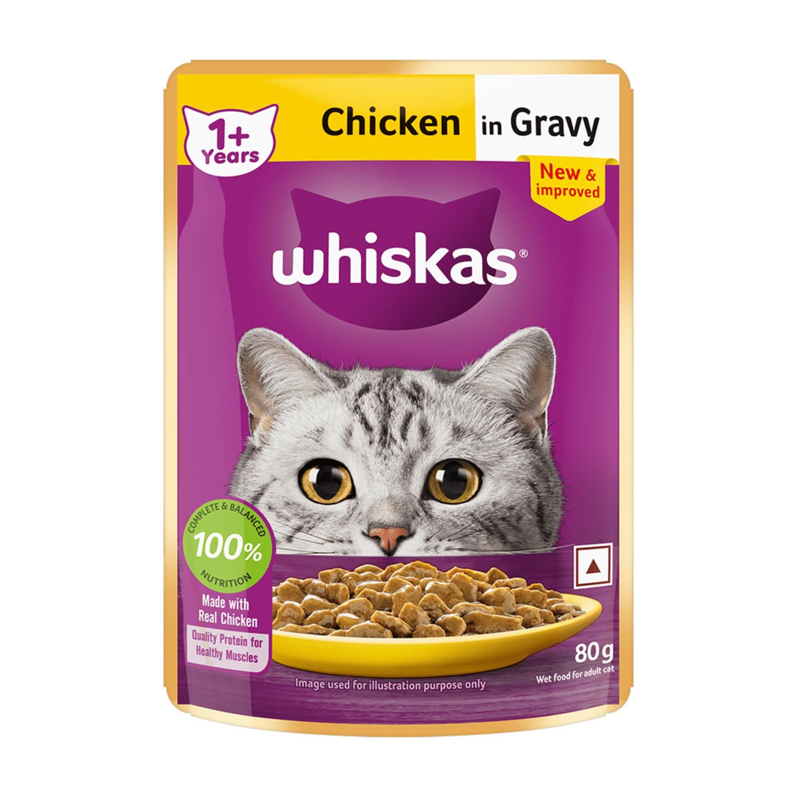 Whiskas 1+ Year Chicken In Gravy 80Gm