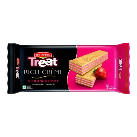 Britannia Treat Rich Creme Strawberry Flavoured Wafer 55G
