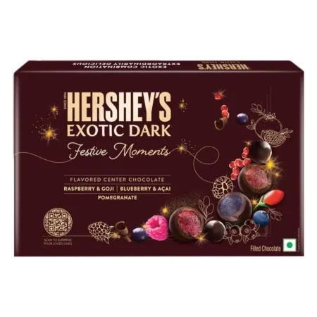 Hershey'S Exotic Dark Festive Moments Flavored Center Chocolate Raspberry &Amp; Goji- Blueberry &Amp; Acai - Pomegranate 135G
