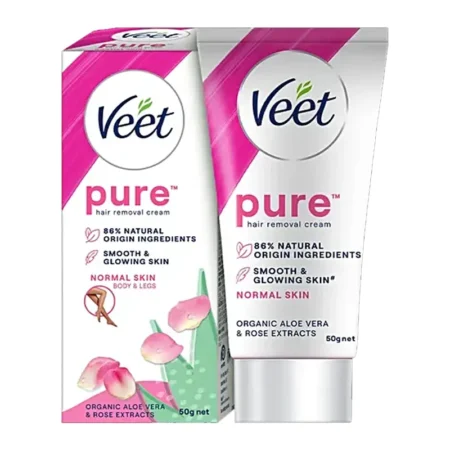Veet Pure Hair Removal Cream Organic Aloe Vera &amp; Rose Extracts 50G