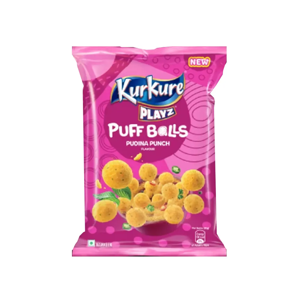 Kurkure Playz Puff Bolls Pudina Punch Flavour Namkeen 27G