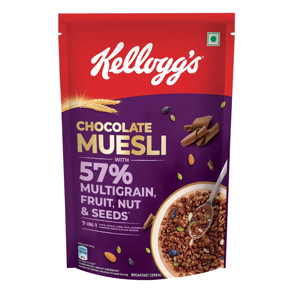 Kellogg `S Chocolate Muesli With 57% Multigrain Fruit.Nut&amp; Seeds 450Gm