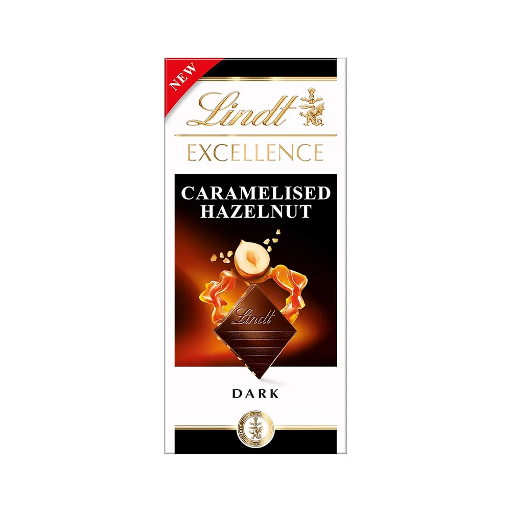 Lindit Excellence Caramelised Hazelnut  Dark Chocolate 100G