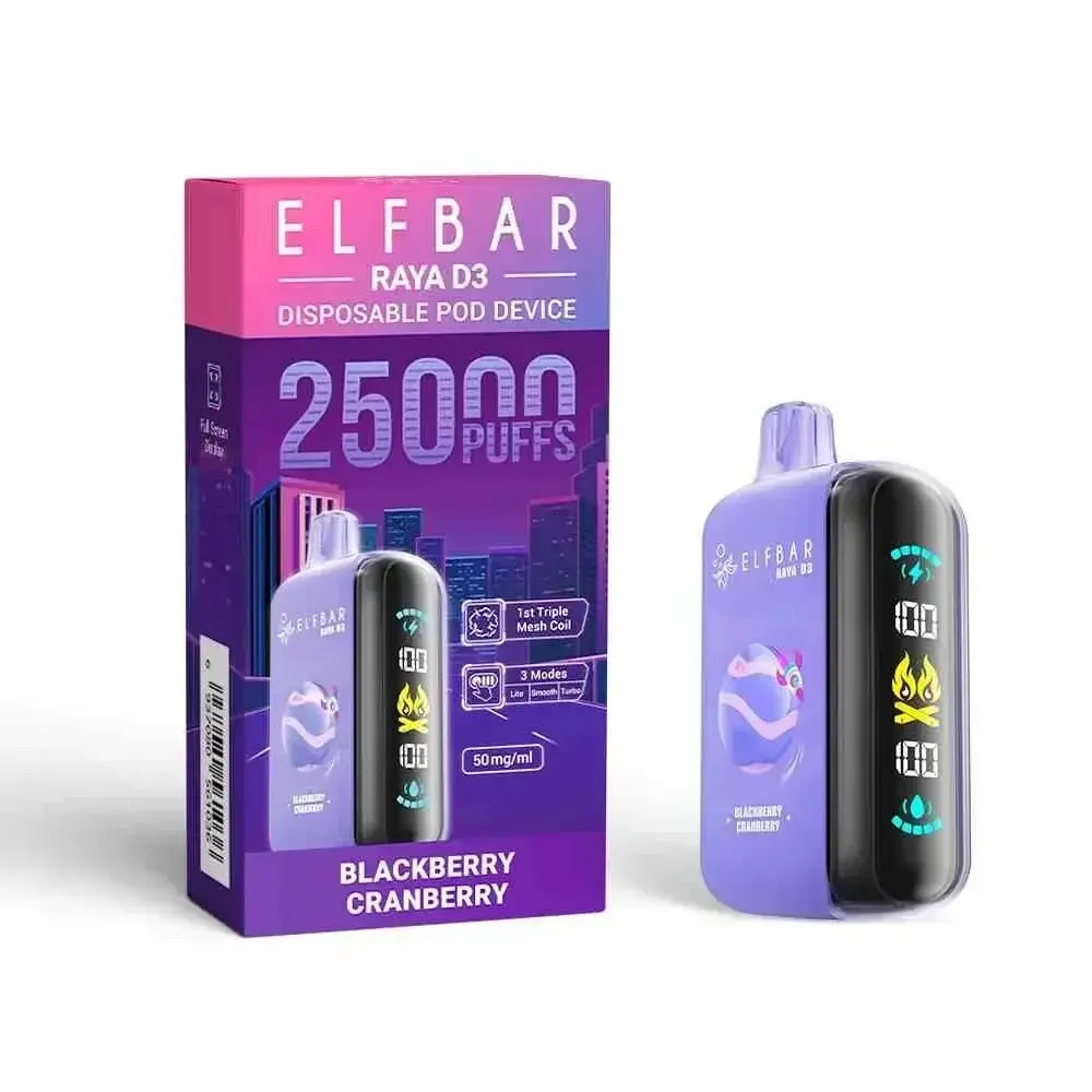 Elfbar Raya D3 Disposable Pod Device Blackberry Cranberry 25000 Puffs