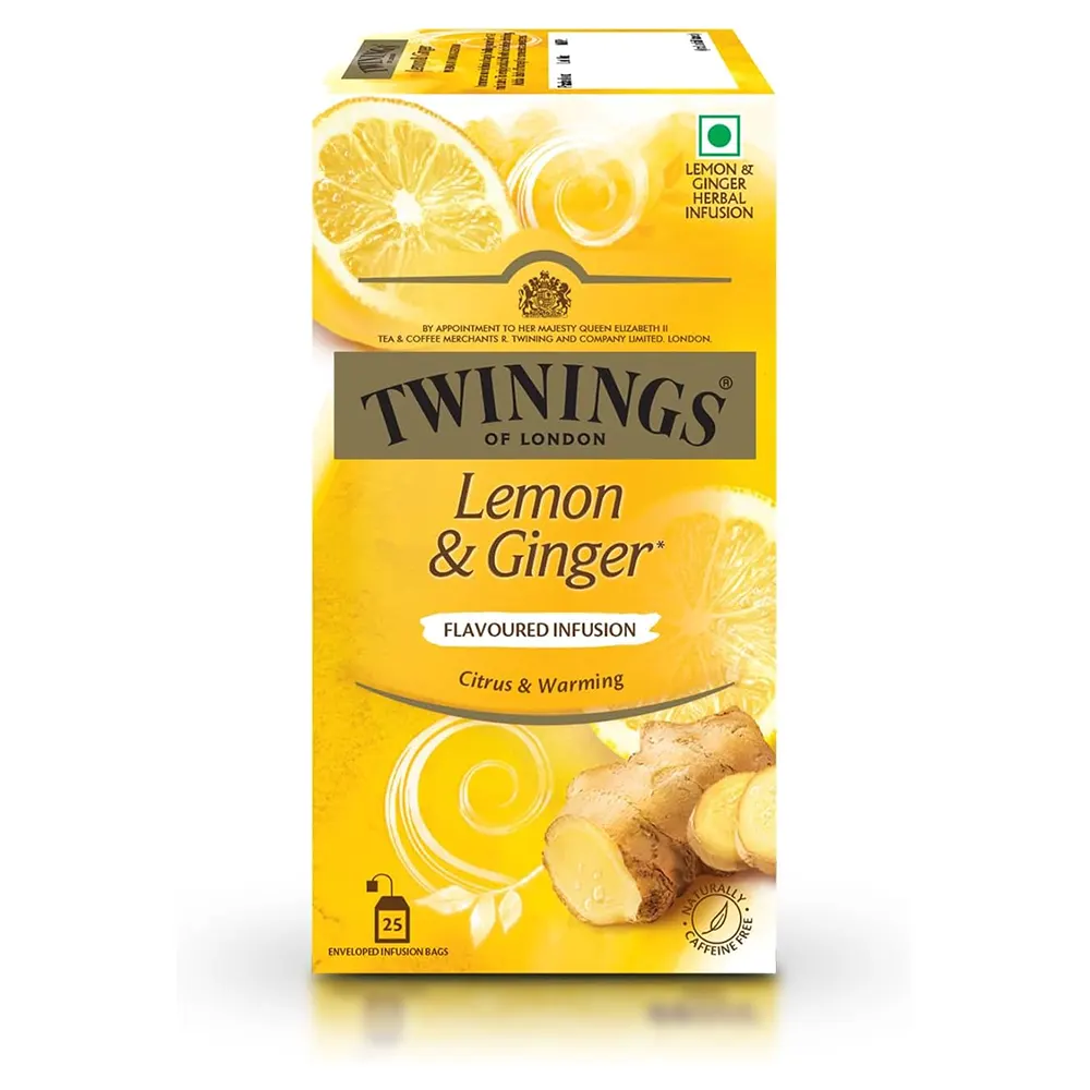 Twings Of London Lemon & Ginger Flavoured Infusion Citrus & Warming 25Tea Bags X 2G= 50G