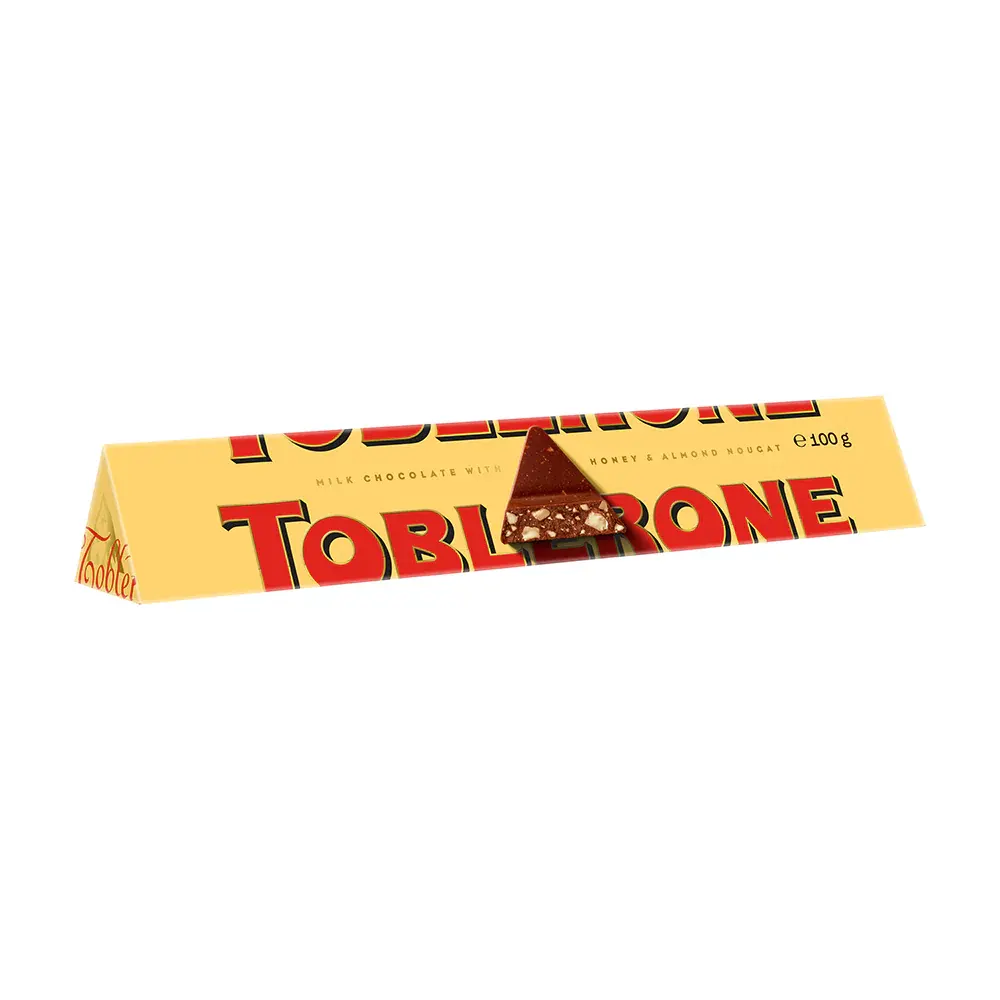 Toblerone Swiss Milk Chocolate With Honey & Almond Nougat 100G.