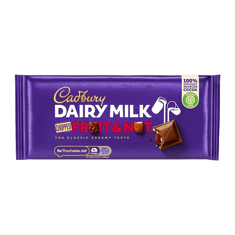 Cadbury Dairy Milk Chopped Fruit & Nut The Classic Creamy Taste 95G