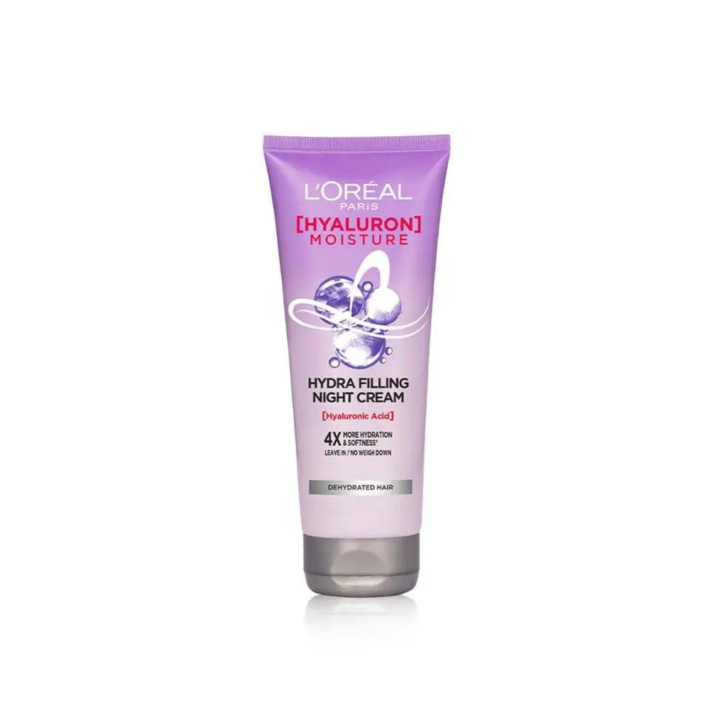 L'Oreal Paris Hyaluron Moisture Hydra Filling Night Cream Hyaluronic Acid 4X More Hydration &Amp; Softness Dehyhydrated Hair 180Ml