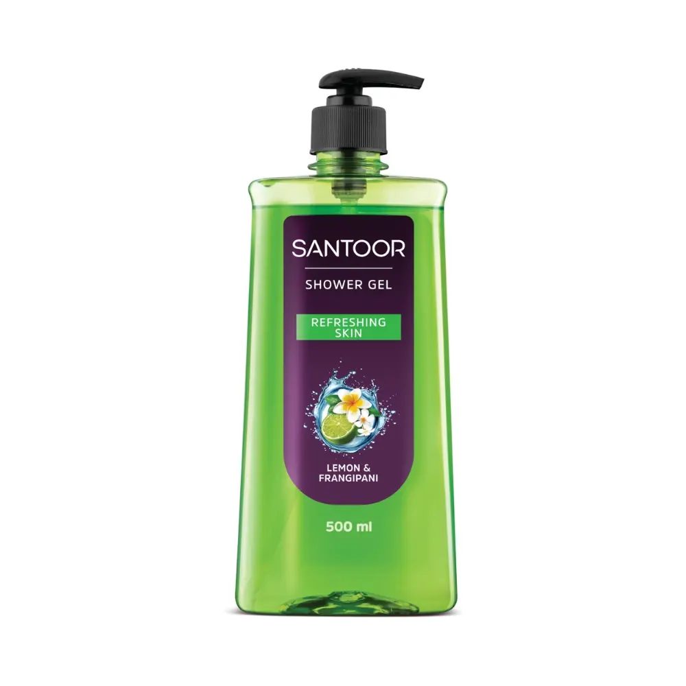 Santoor Shower Gel Lemon And Frangipani Refreshing Skin 500Ml