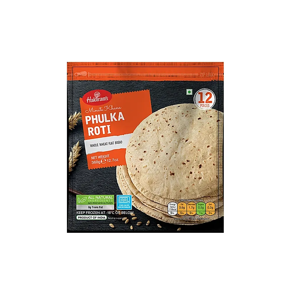 Haldiram'S Minute Khana Phulka Roti 12 Pieces Whole Wheat Flat Bread 360G