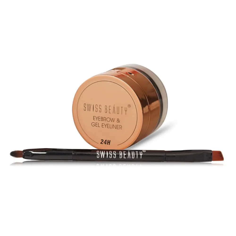 Swiss Beauty Eyebrow & Gel Eyeliner 2 In 1 Smudge Proof Waterproof 01 Black 3G+4G=7G
