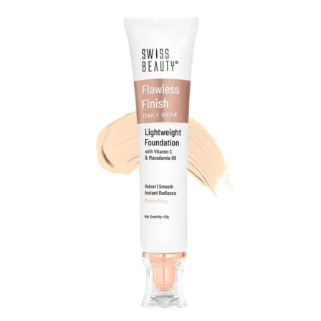 Swiss Beauty Flawless Finish Daily Wear Lightweight Foundation With Vitamin C & Macadamia Oilinstant Radiance Moisturising 01 White Ivory 40G
