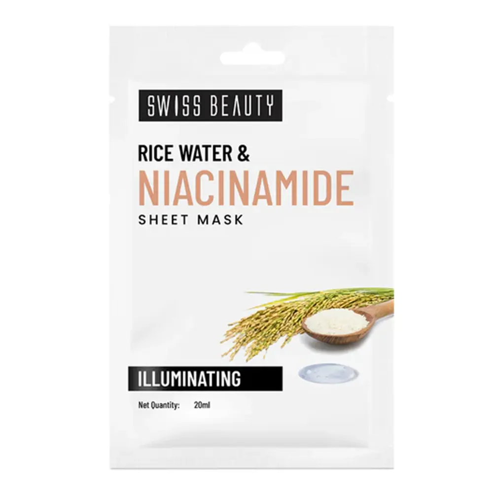Swiss Beauty Rice Water & Niacinamide Sheet Mask Illuminating 20Ml