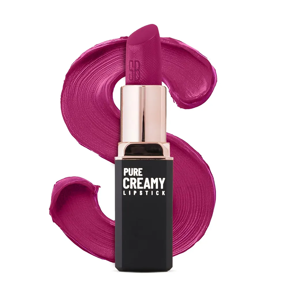 Swiss Beauty Pure Creamy Lipstick Rich Colour Smooth Glide With Vitamin E-09 Fuchsia Fun 4G