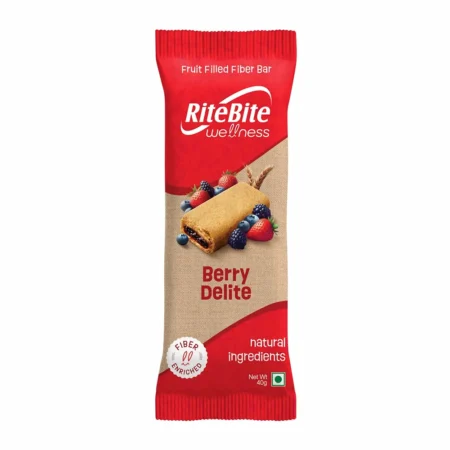 Rite Bite Wellness Berry Delight Fruit Filled Fiber Bar 40G