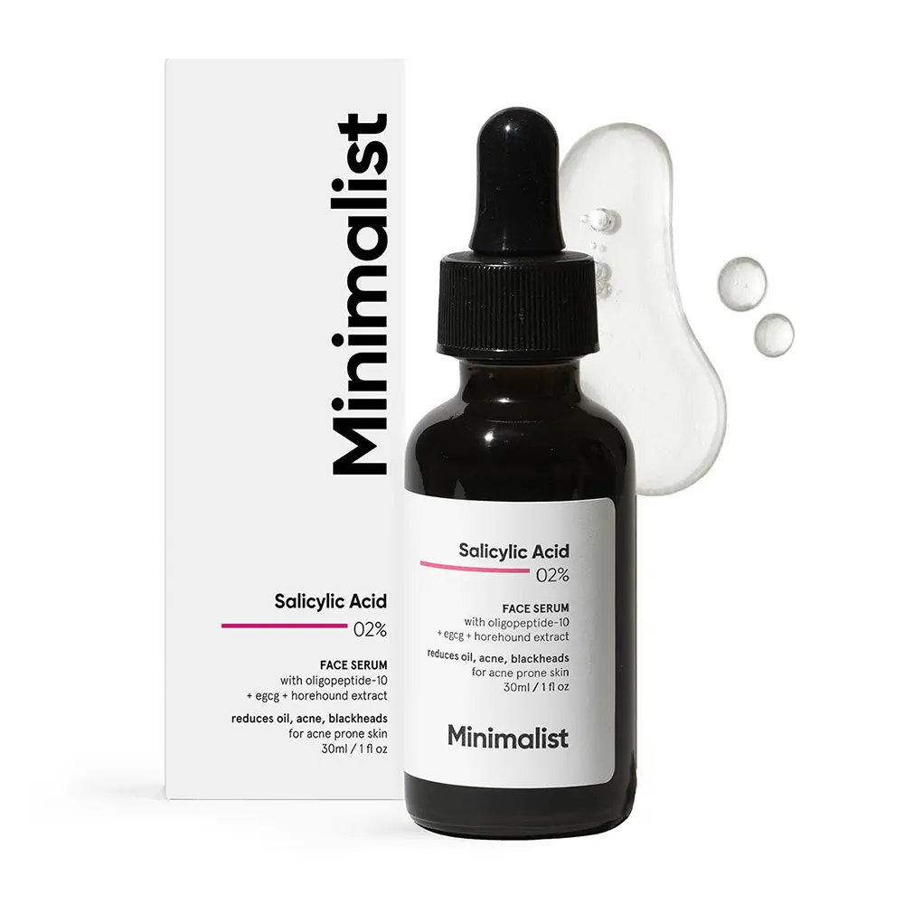 Minimalist Skin Science Salicylic Acid 02% Face Serum Reduces Oil Acne Blackheads For Acne Prone Skin 30Ml