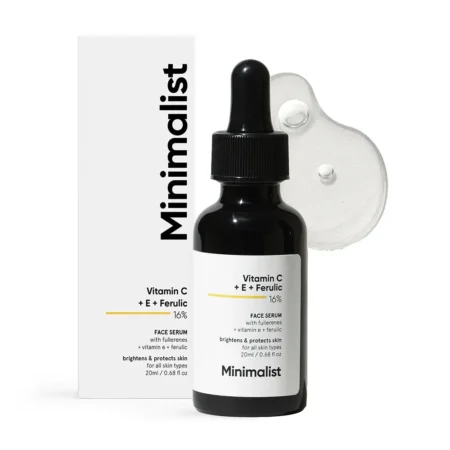 Minimalist Skin Science Vitamin C +E + Ferulic 16% Face Serum Brightens & Protects Skin For All Skin Types 20Ml